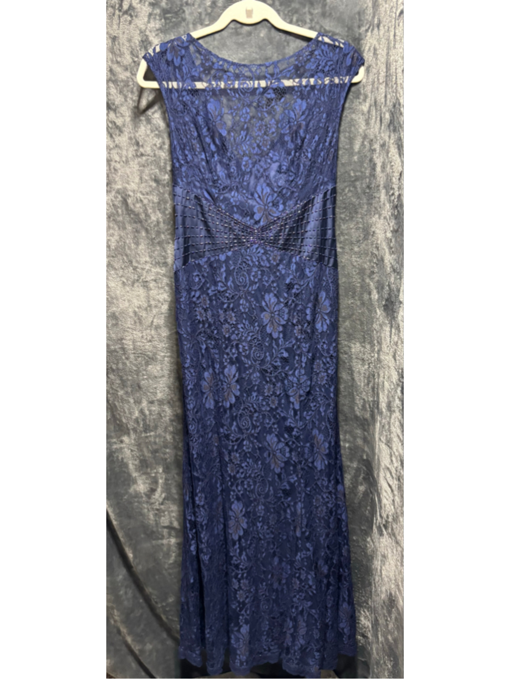 Jade Couture by Jasmine Navy Blue Lace Evening Gown Wedding Formal SZ 6 EUC - Picture 2 of 13